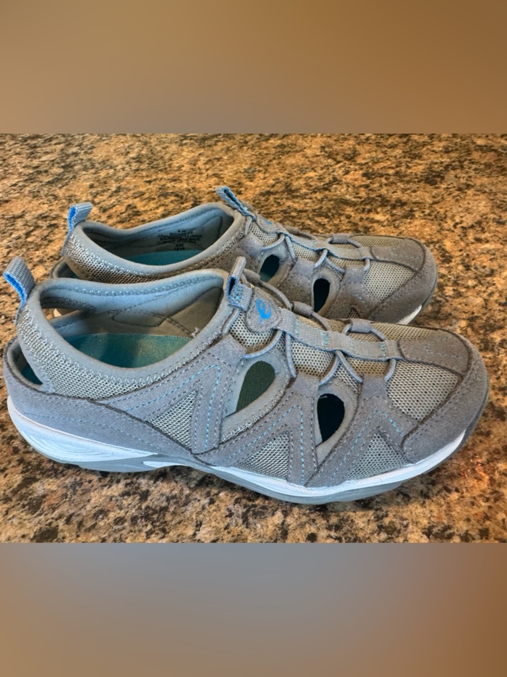 Easy Spirit Explore 24 Fisherman Wide Shoes Sandals Comfort Blue woman’sSize 6W